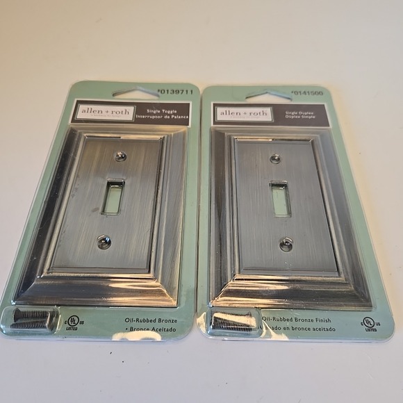 Allen + Roth COSGROVE Oil Rubbed Bronze Single Light Switch Plate Lot Of 2 - Picture 1 of 2